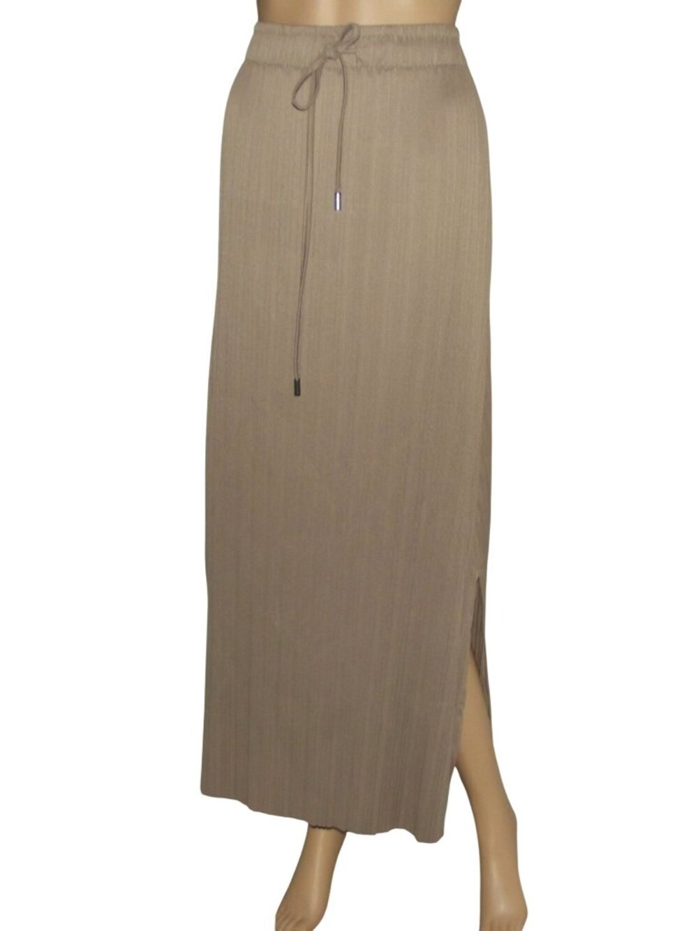 Sabrina Lauren Maxi Skirt Womens Size Small Long "Taupe Gray" Brown Pleated